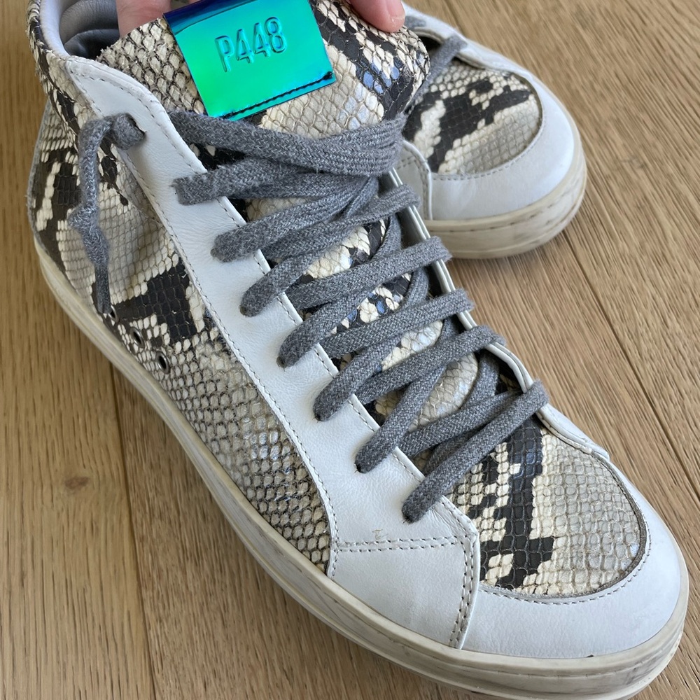 P448 Skate Python Snakeskin Leather High Top Sneakers 38 US 8 - Picture 6 of 11